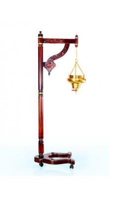 SHIRODHARA STAND- WOODEN with decorative White Bronze Vessel